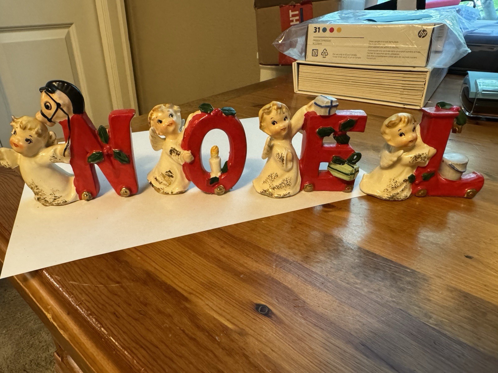 Vintage Napco Ceramic Christmas NOEL, Angels, Toy Horse, RARE