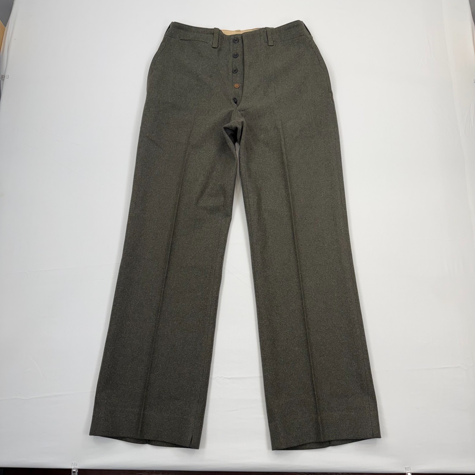 Vintage 1940s WWII Wool Field Trousers Pants Mens 26x30 Military Green US Army