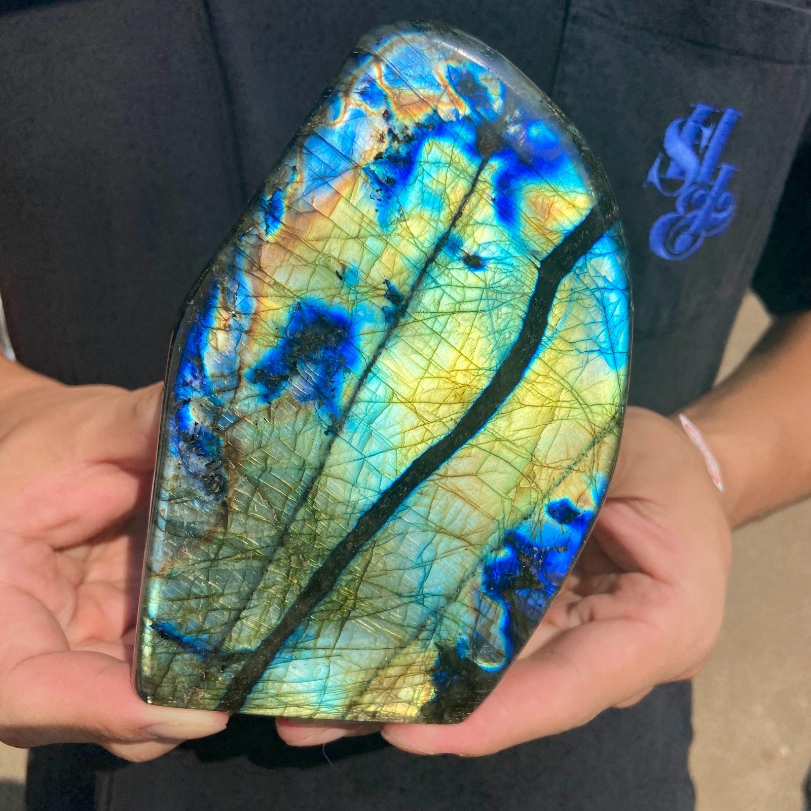 2.6lb Natural Flash Labradorite Quartz Crystal Freeform rough Mineral Healing