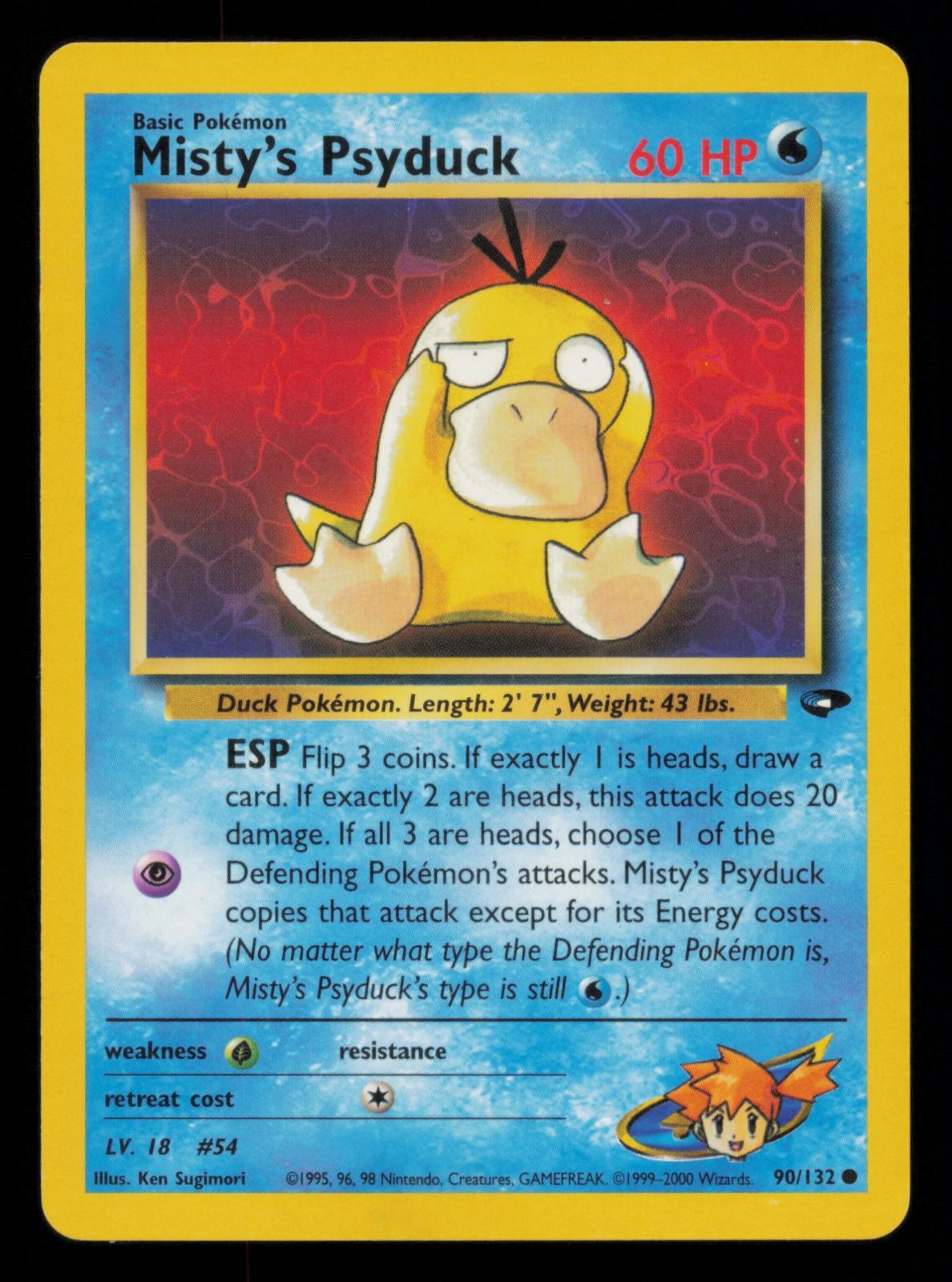 Misty\'s Psyduck 90/132 Common Gym Challenge Pokemon Unlimited Lightly Played