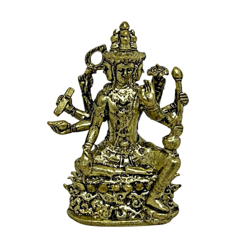 Lord Brahma Phra Phrom 4 Face Hindu God Mini Brass Statue Trimurti Creator Idol