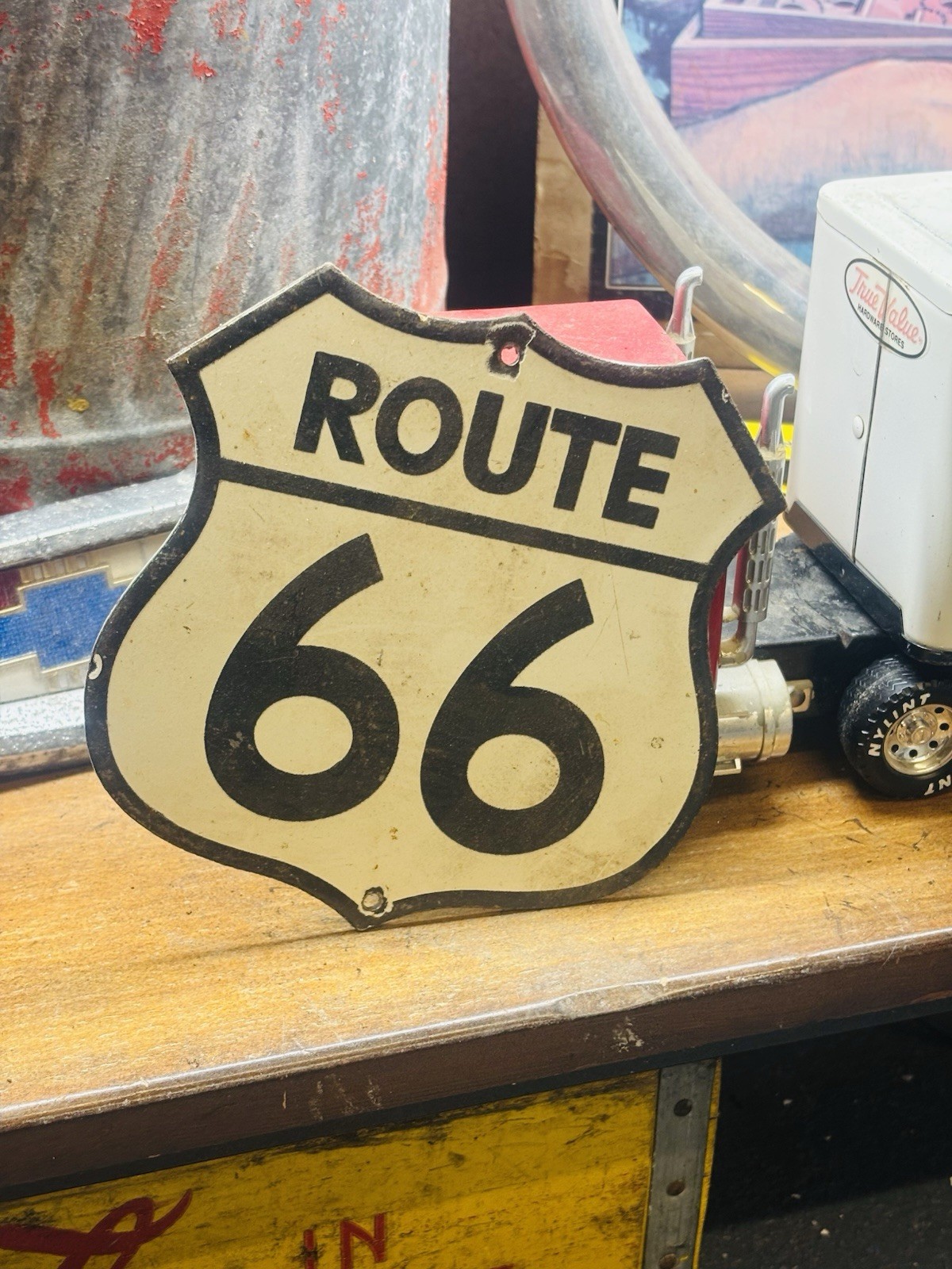 Route 66 Porcelain Advertising Sign