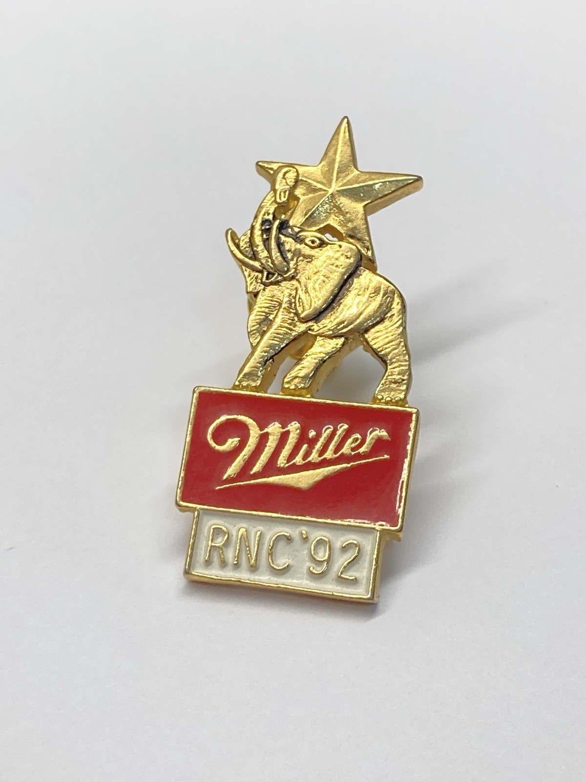 Vintage 1992 RNC Republican National Conference  Miller Beer Pin Elephant Star