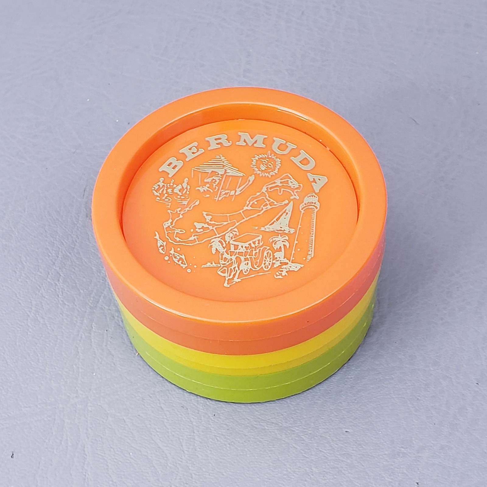 Vintage 1970\'s Souvenir Vintage BERMUDA Plastic Coasters Set of 6