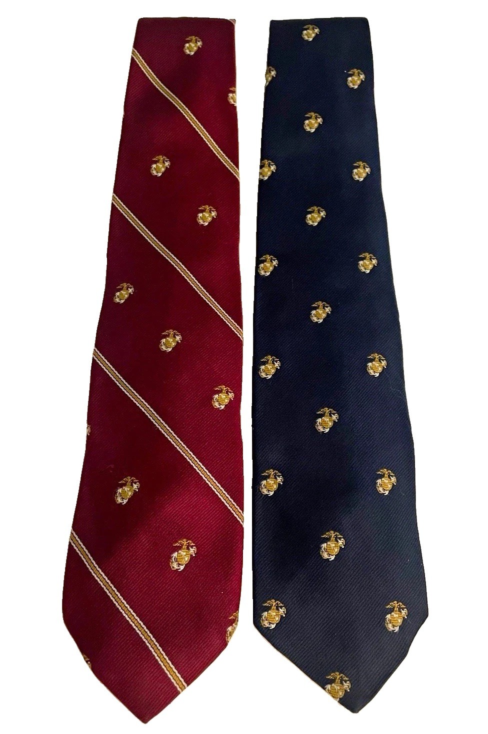 VTG Marine Corps Association Necktie Lot USMC EGA Burgundy Stripe & Navy Blue