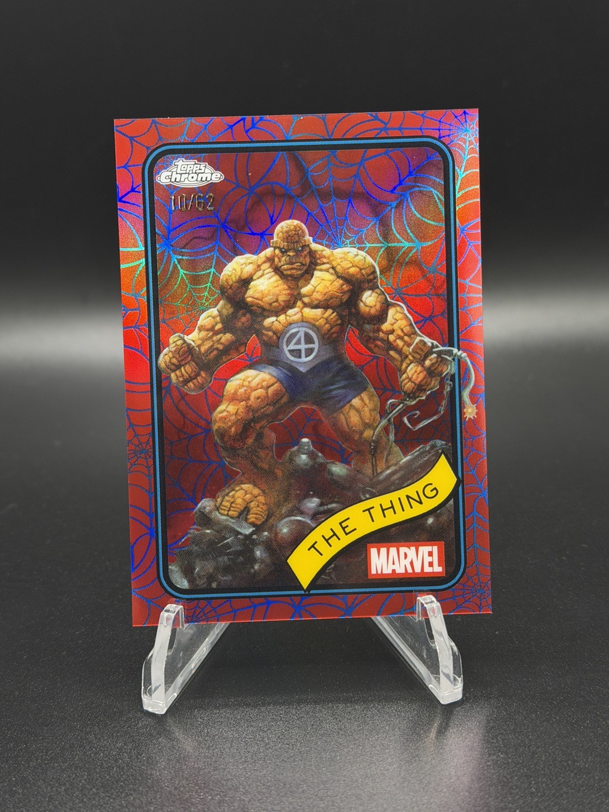 2025 Topps Chrome Marvel The Thing Spider Web Refractor #/62