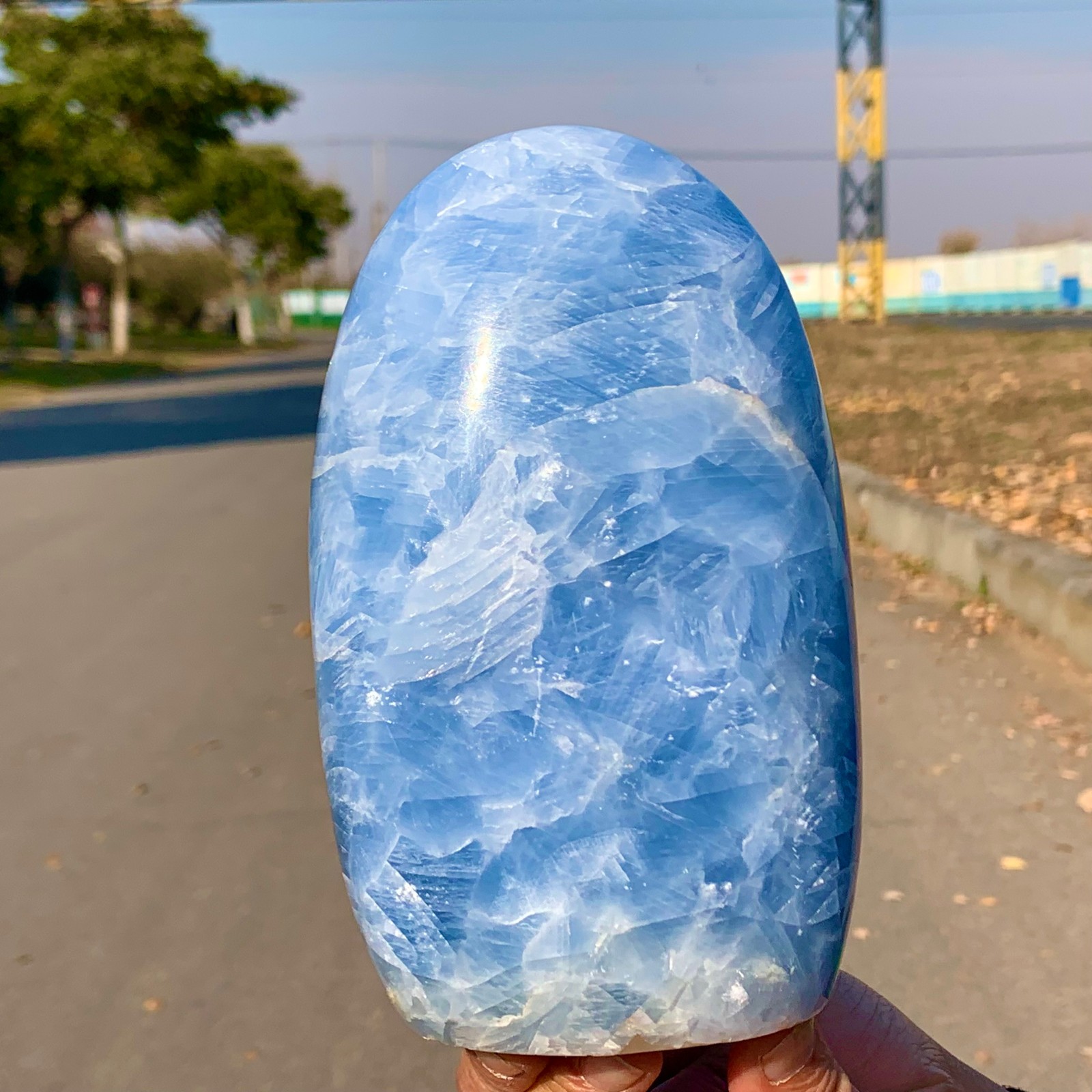 3.42LB Top Natural Blue Calcite ClusterRoughTextured Crystal gemstone mineral