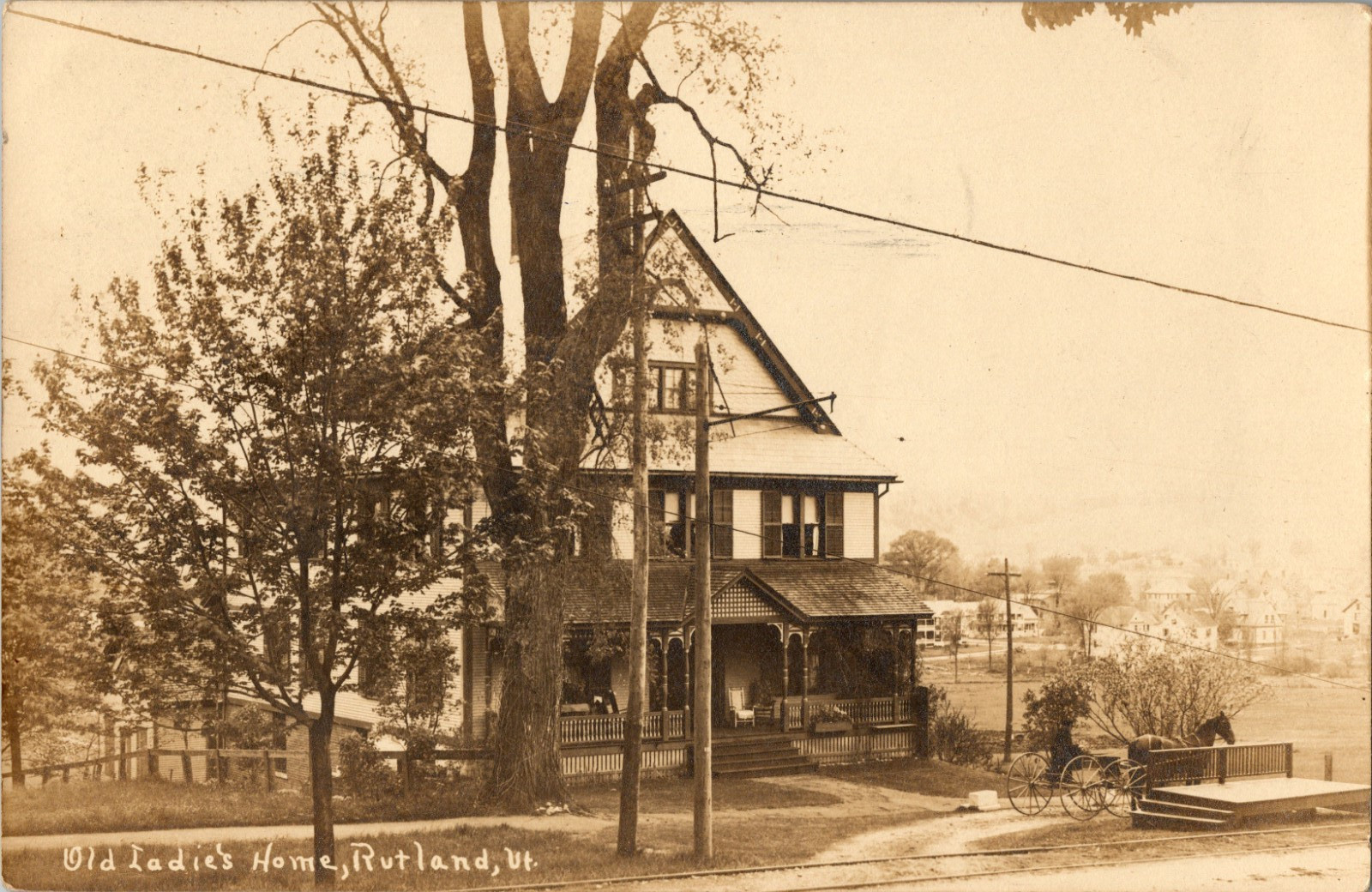 1910 RPPC Old Ladies Home Rutland VT Real Photo Postcard Posted Vermont Antique