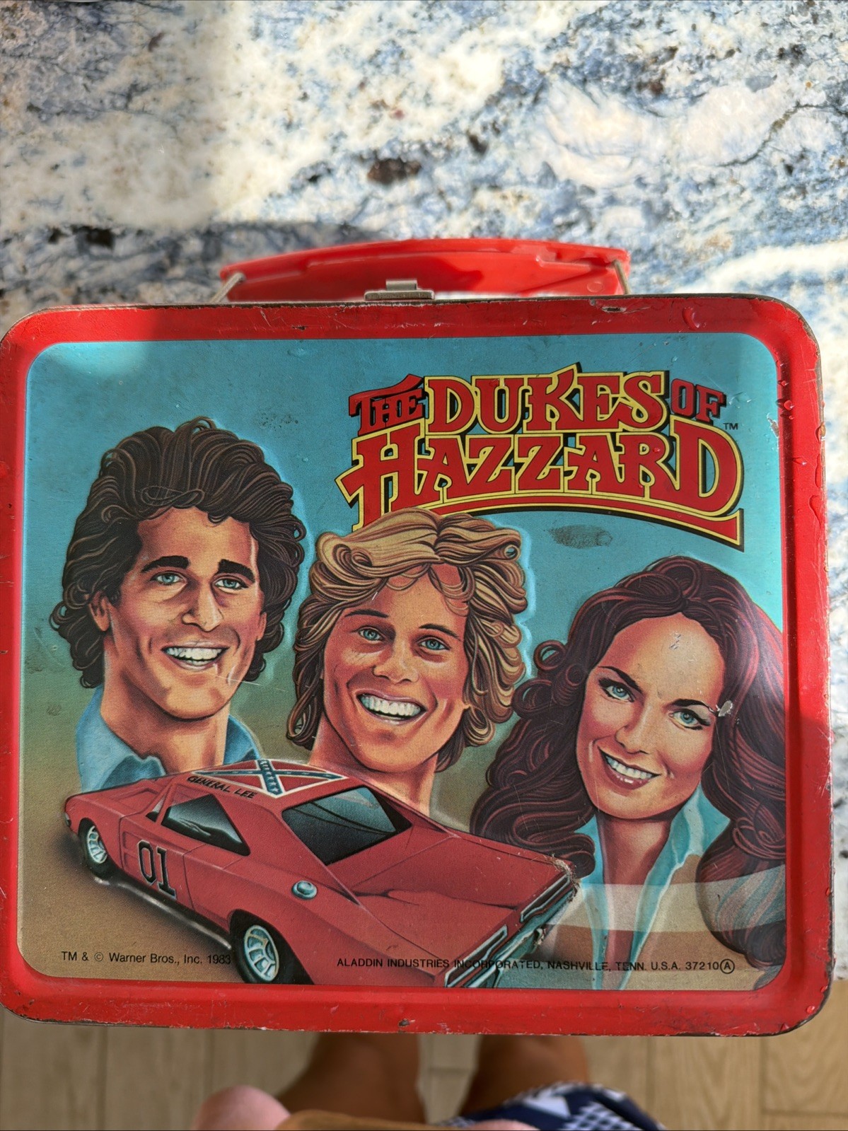 Vintage 1980\'s (Aladdin) Dukes of Hazzard metal lunch box and complete thermos