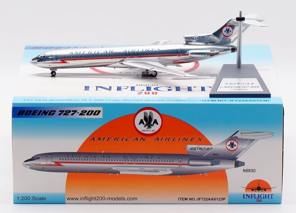 Inflight IF722AA0123P American Airlines Boeing 727-200 N6830 Diecast 1/200 Model