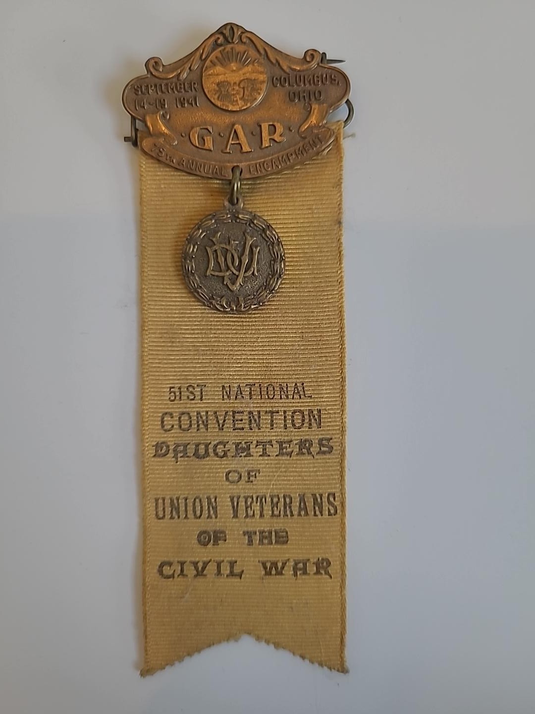 1941 GAR 75th Encampment DUVCW 51st Convention Badge Columbus Ohio Civil War