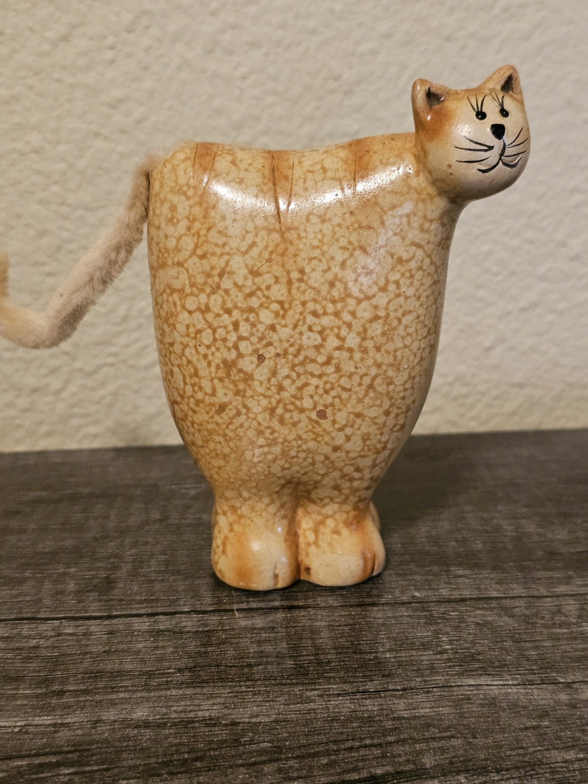 Cute Vtg Fat Cat Ceramic Trinket NS