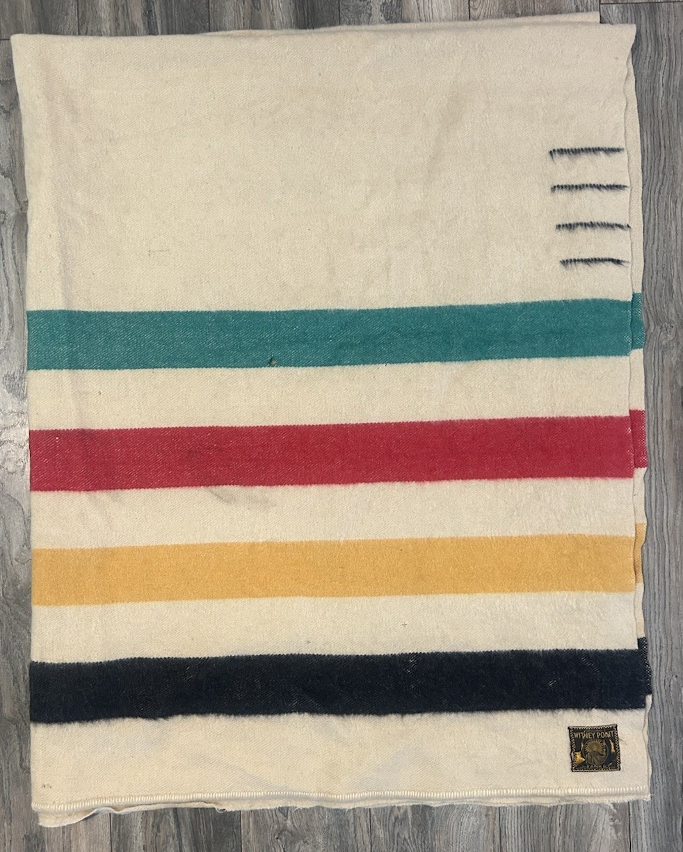 VTG EARLY'S WHITNEY POINT ENGLISH WOOL BLANKET 88 x 68  Read Multi Colored