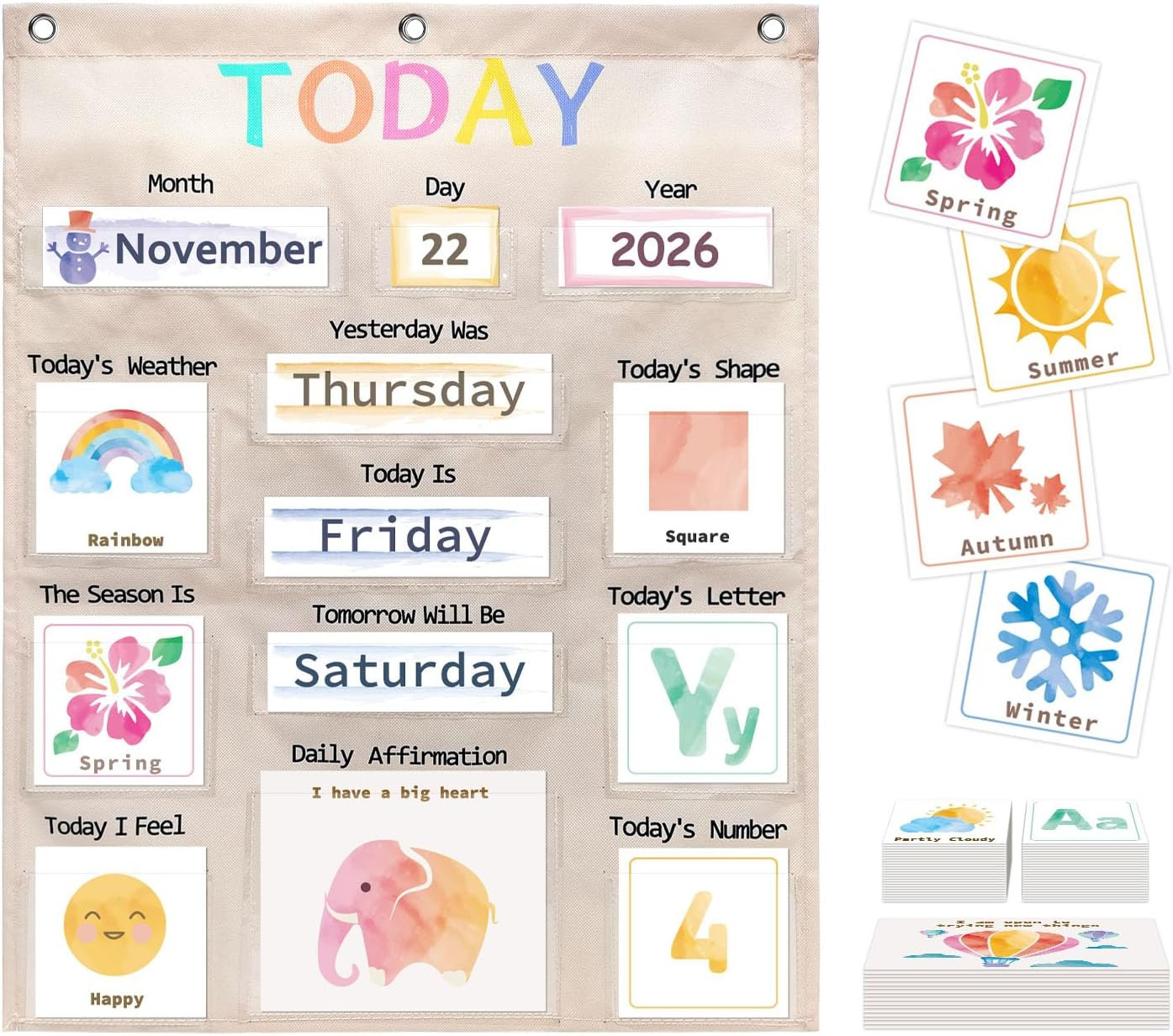 Daily Morning Board Circle Time Calendar Weather Seasons Positive Affirmations L
