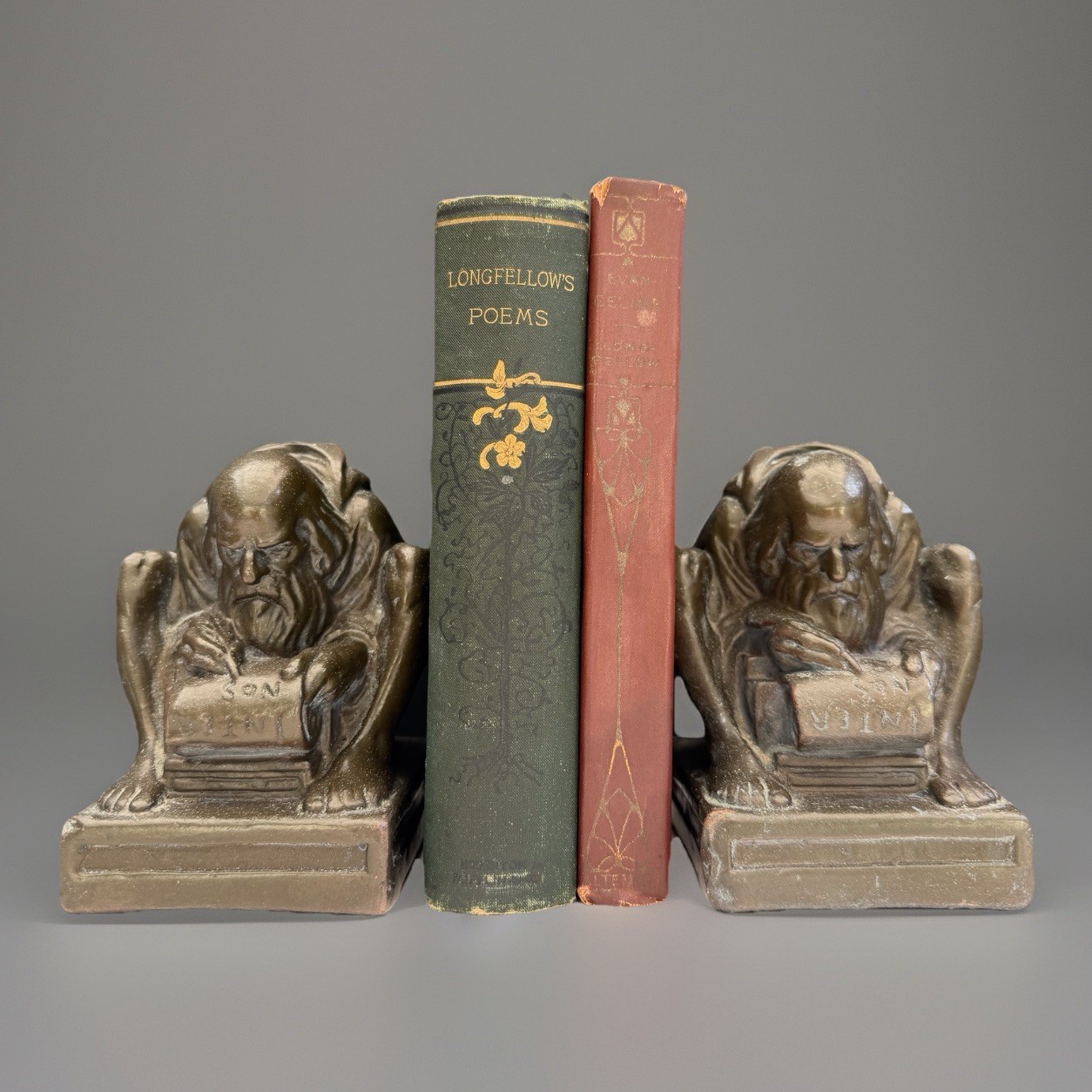 Antique Armor Bronze Scribe Bookends by G.S. Allen circa 1920s