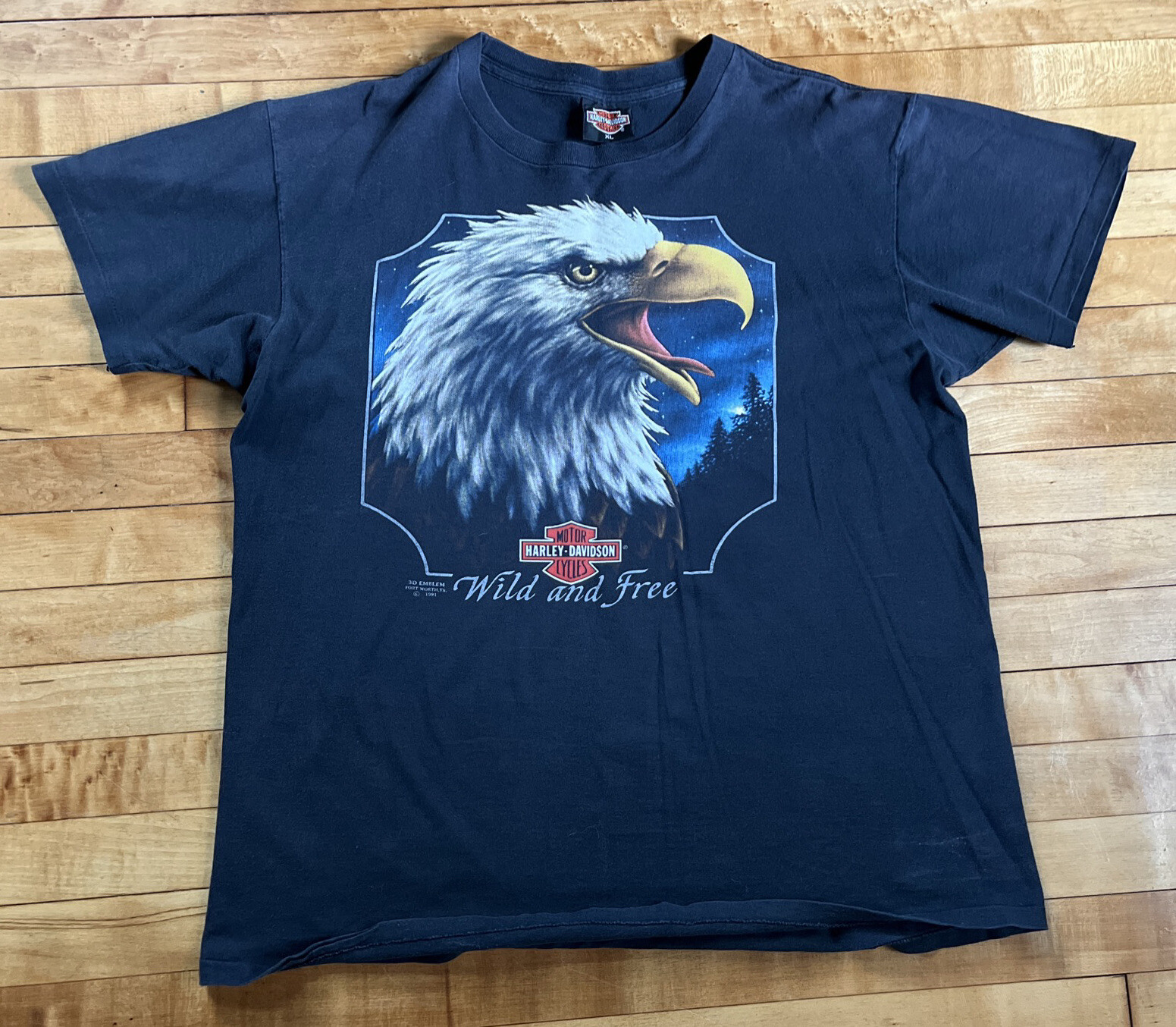 Vtg 3d Emblem Harley Davidson Tshirt XL 1991