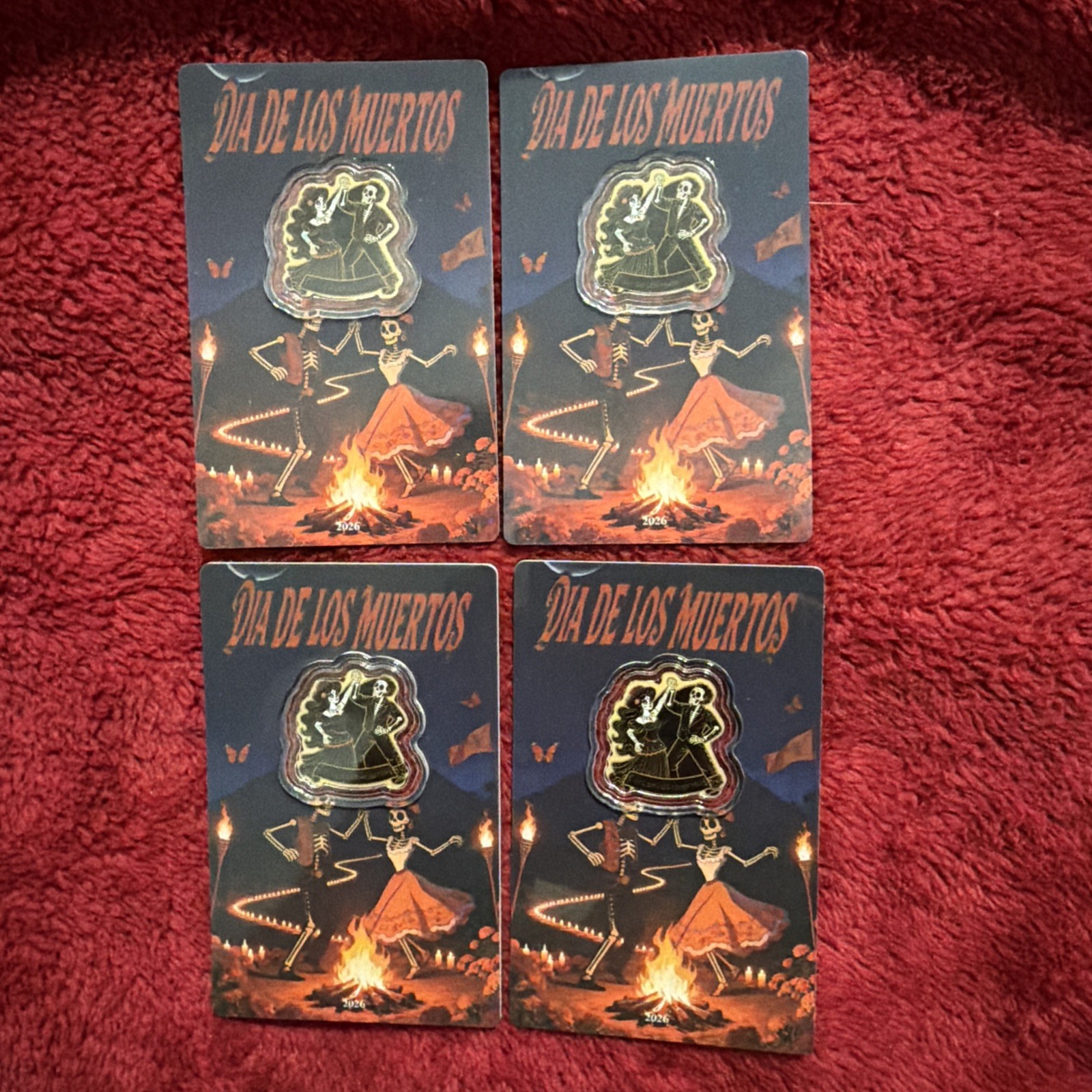 Lot of 4 – 2026 Liberia Día de Los Muertos Bailando 1/1000 oz .9999 Gold