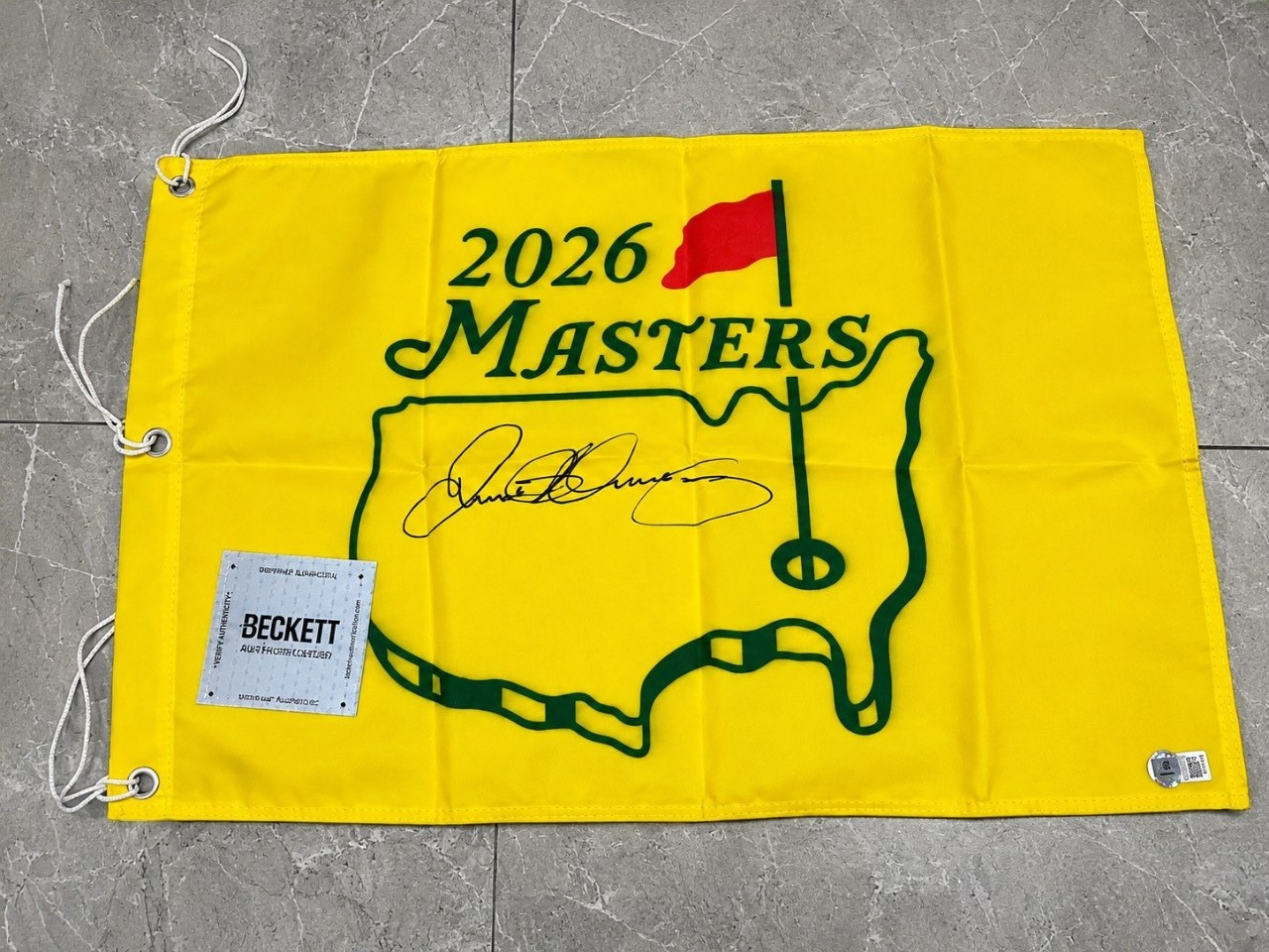 Rory McIlroy 2026 Masters Signed Flag with Beckett Authentication COA