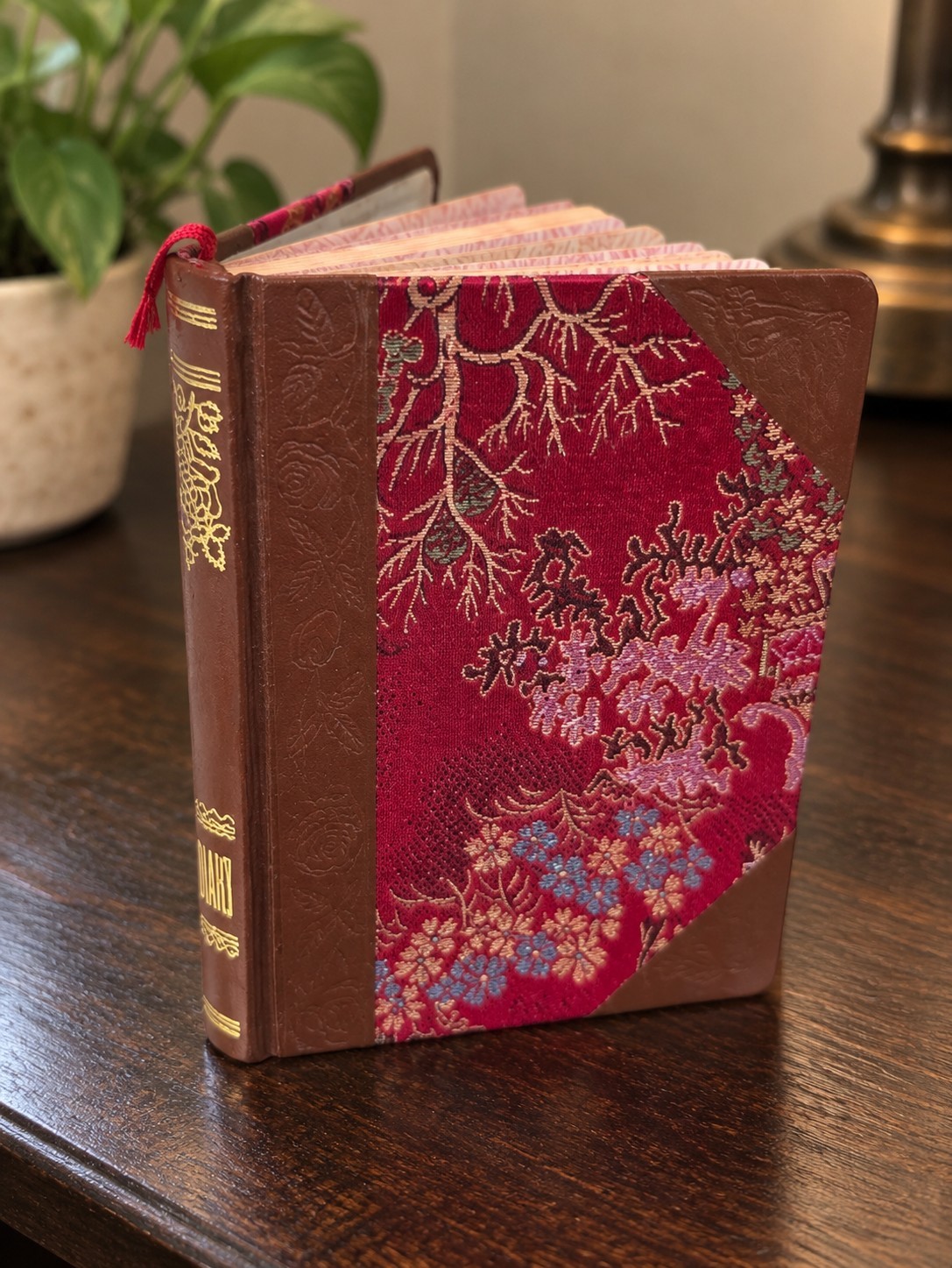 Vintage 1980s Chinese Silk Red Brocade Diary Journal Shanghai Student 112