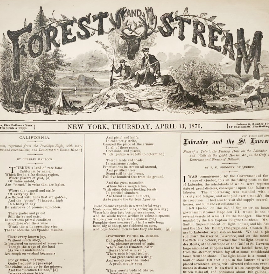 1876 Forest And Stream Newspaper April 13 Issue Victorian Sporting Hunting E16
