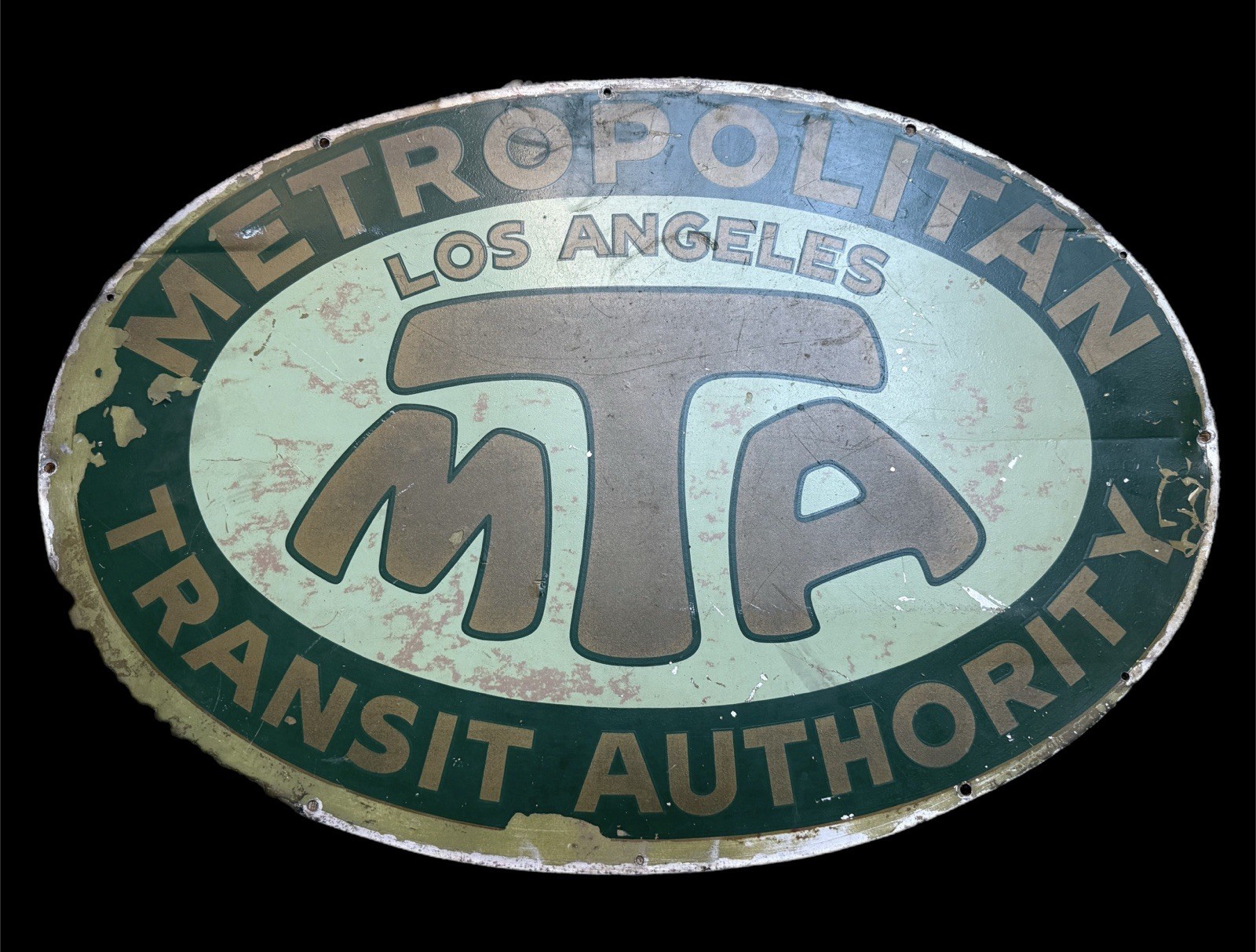 RARE Vintage Los Angeles MTA RTD Double Sided Transit Sign 36” Original