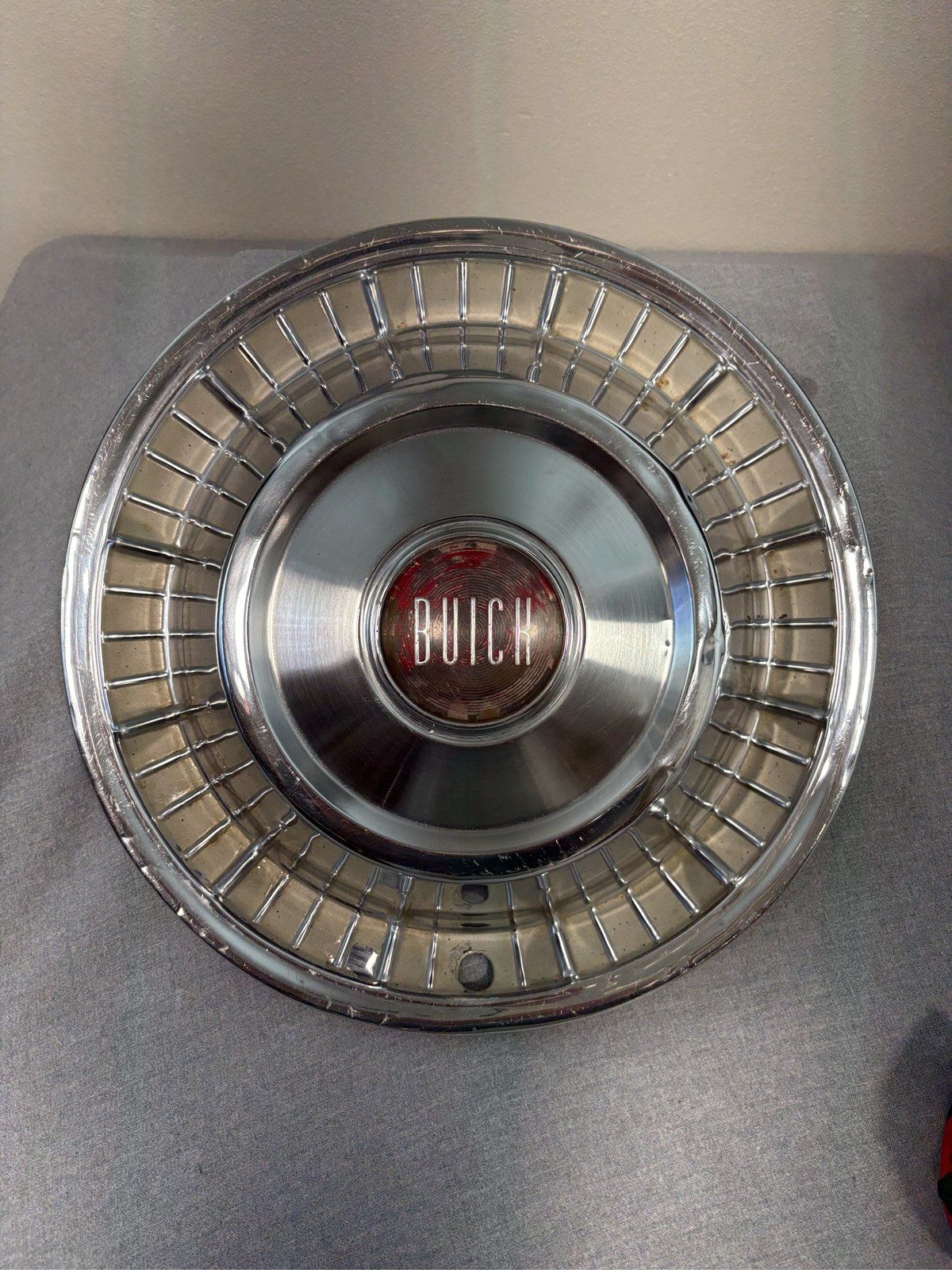 1955 1956 1957 Buick 15 Inch Full Wheel Cover Hubcap Chrome Red Center Emblem