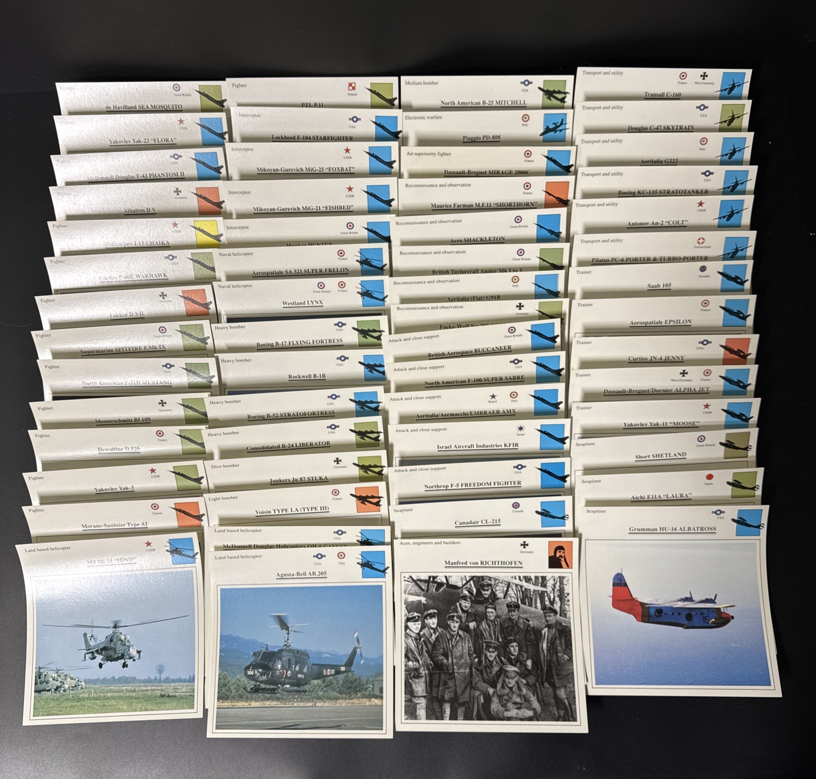 Edito-Service War Planes Reference Cards/ Lot Of 57 Cards