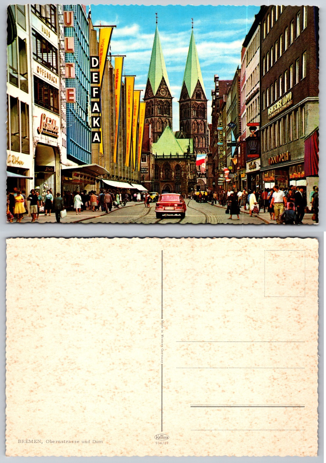 Continental Obernstrasse Dom Bremen Germany Postcard