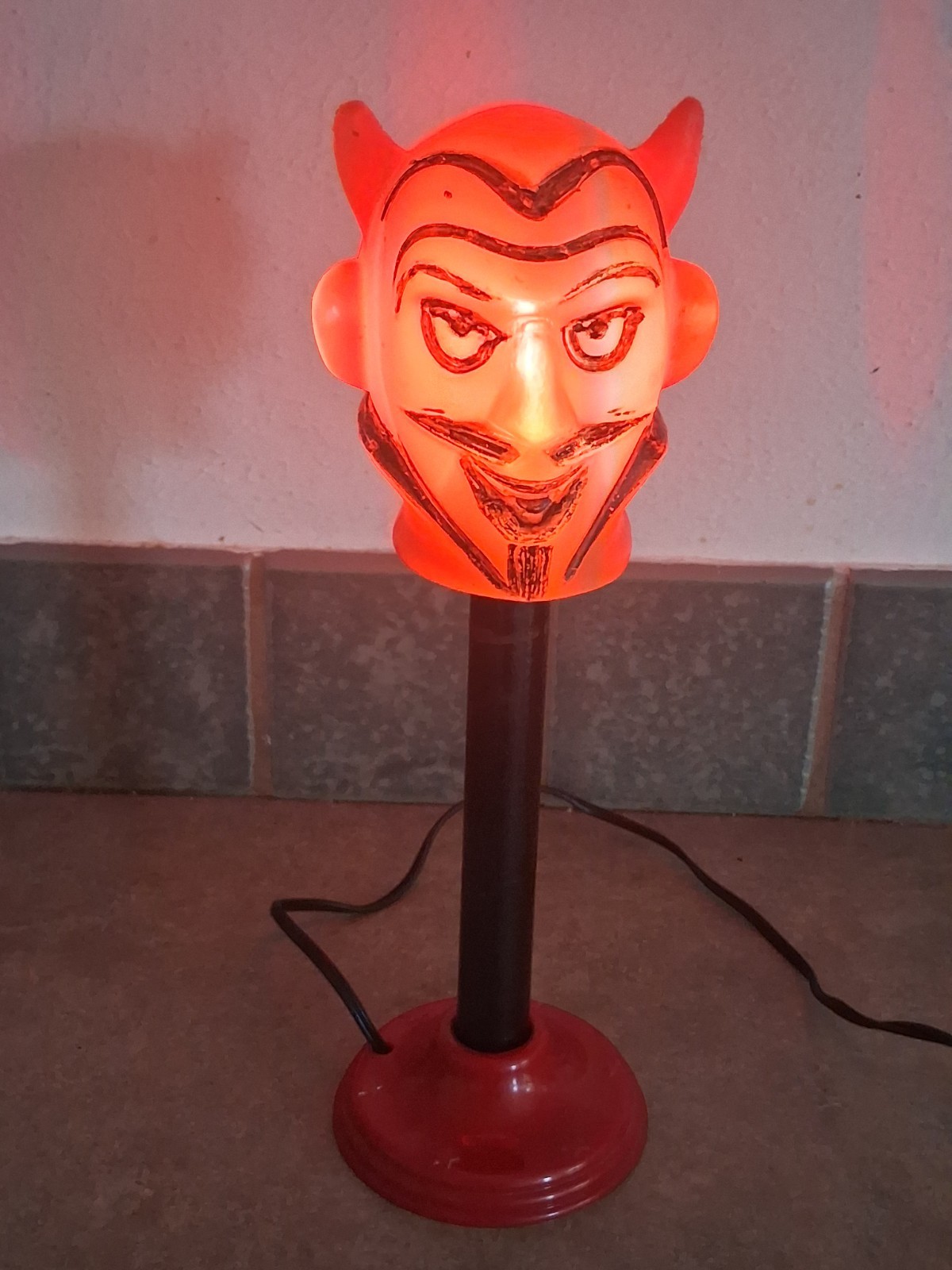 Rare Vintage Halloween Spook O Lites Devil Blow Mold Candlestick Light Peerless