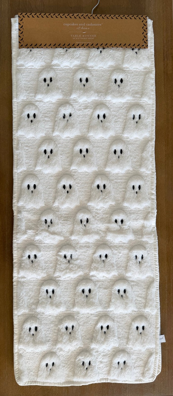 Cupcakes & Cashmere Plush Ghost Halloween Table Runner 14x72 New