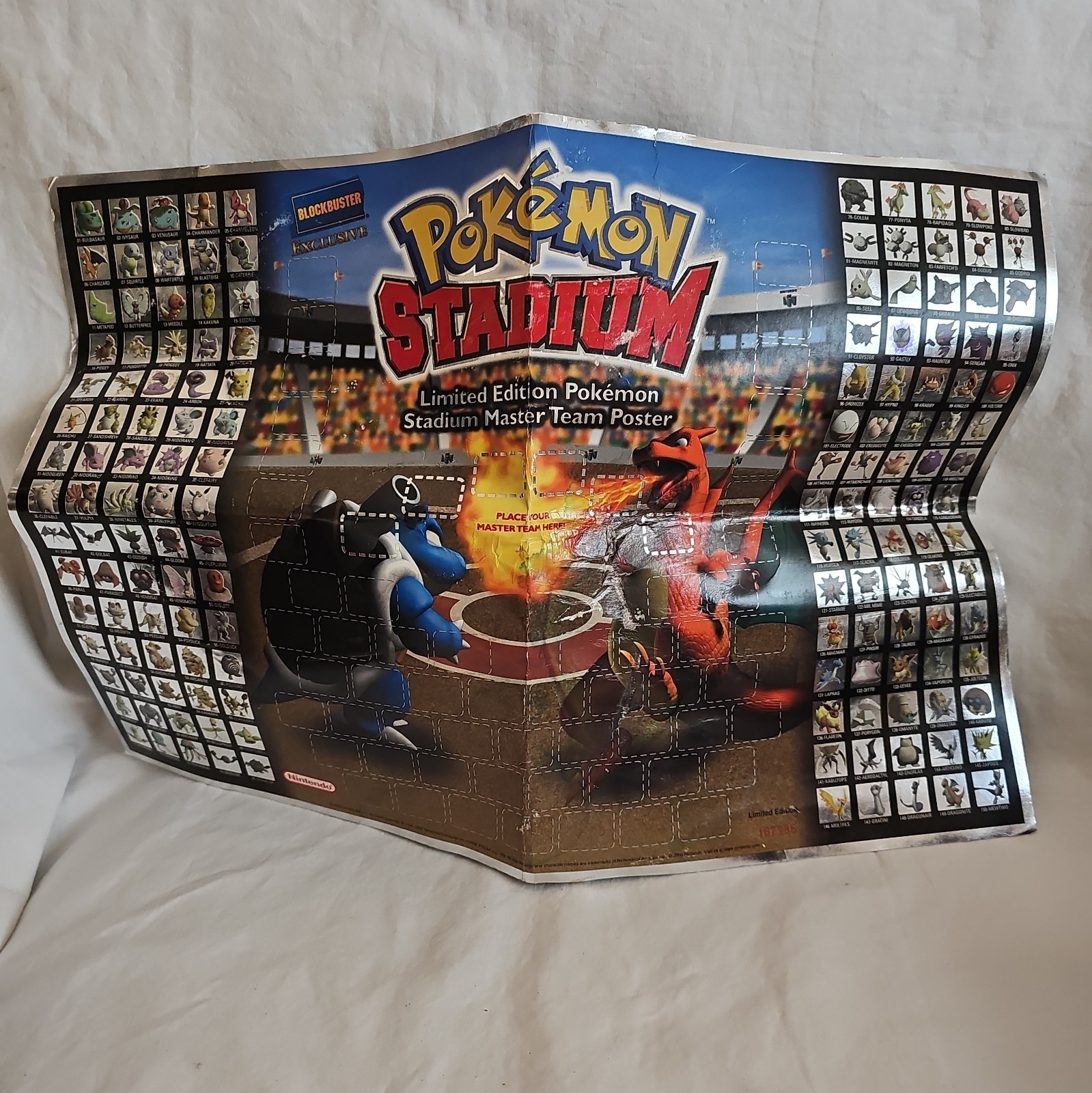 2000 Pokemon Stadium Vintage Poster  Blockbuster Exclusive N64 Limited Edition