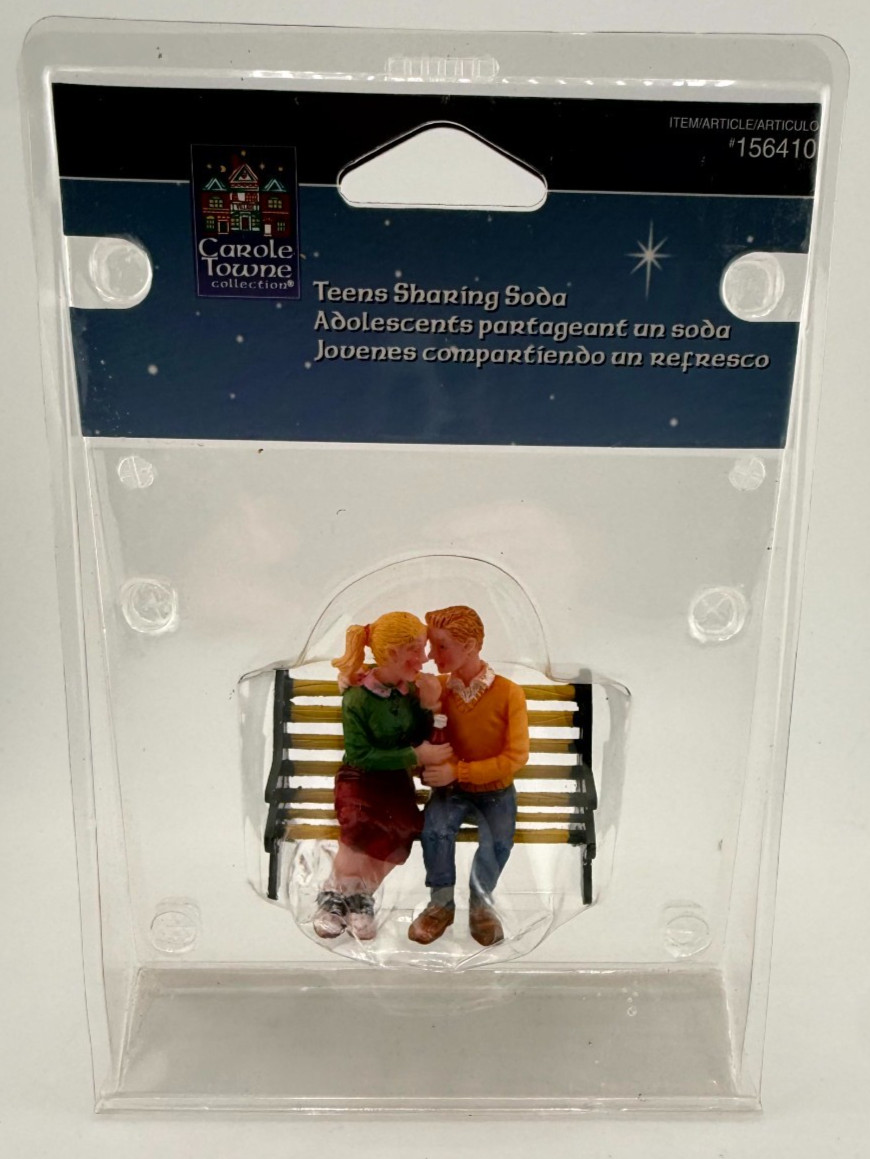 Carole Towne Teens Sharing Soda Christmas Village Figurine Lemax 72386 New