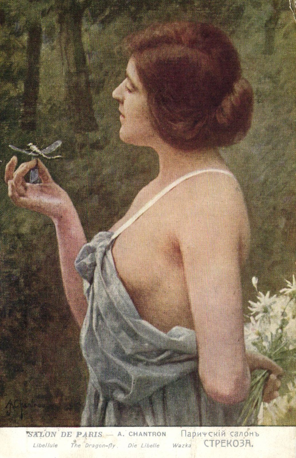 PC SALON DE PARIS NUDE A. CHANTRON THE DRAGONFLY (a49091)