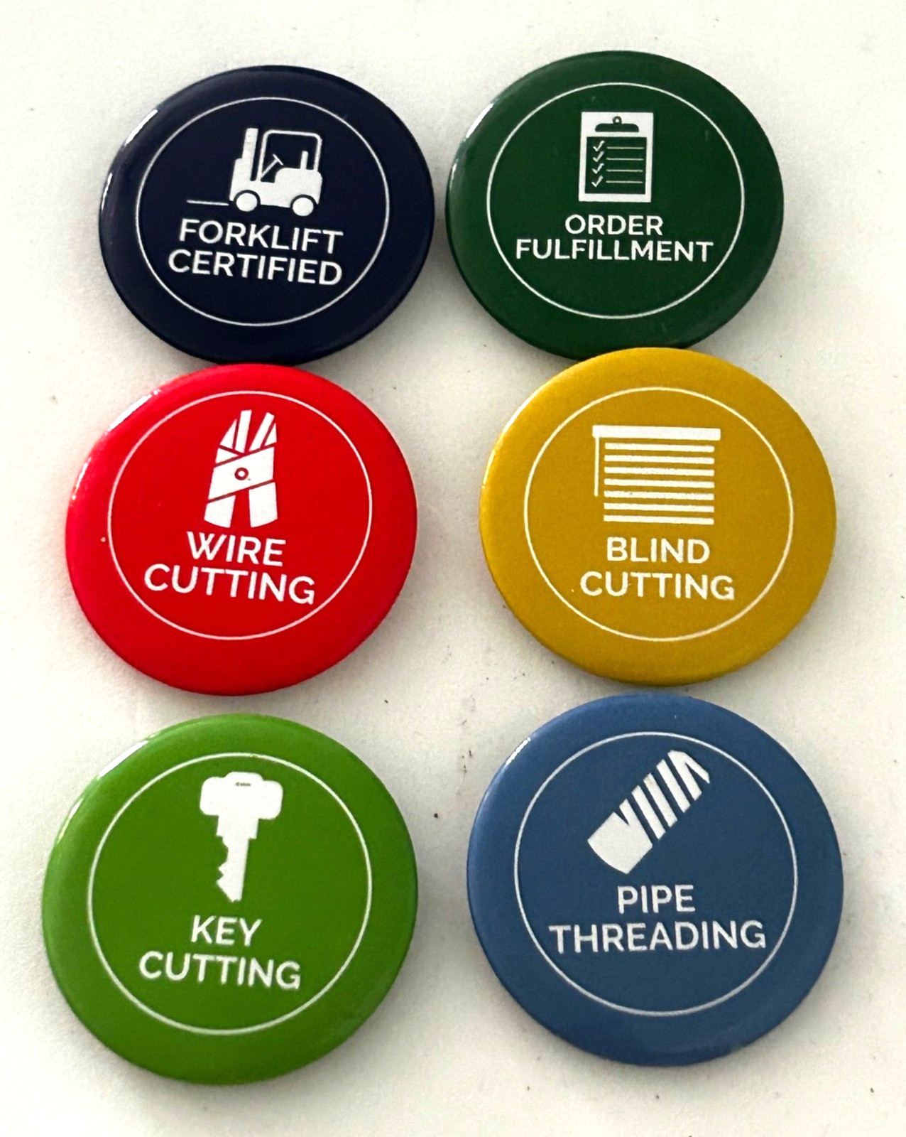 Lowe\'s Advertising Employee Set Of 6 Workplace Skill Recognition Pin Buttons