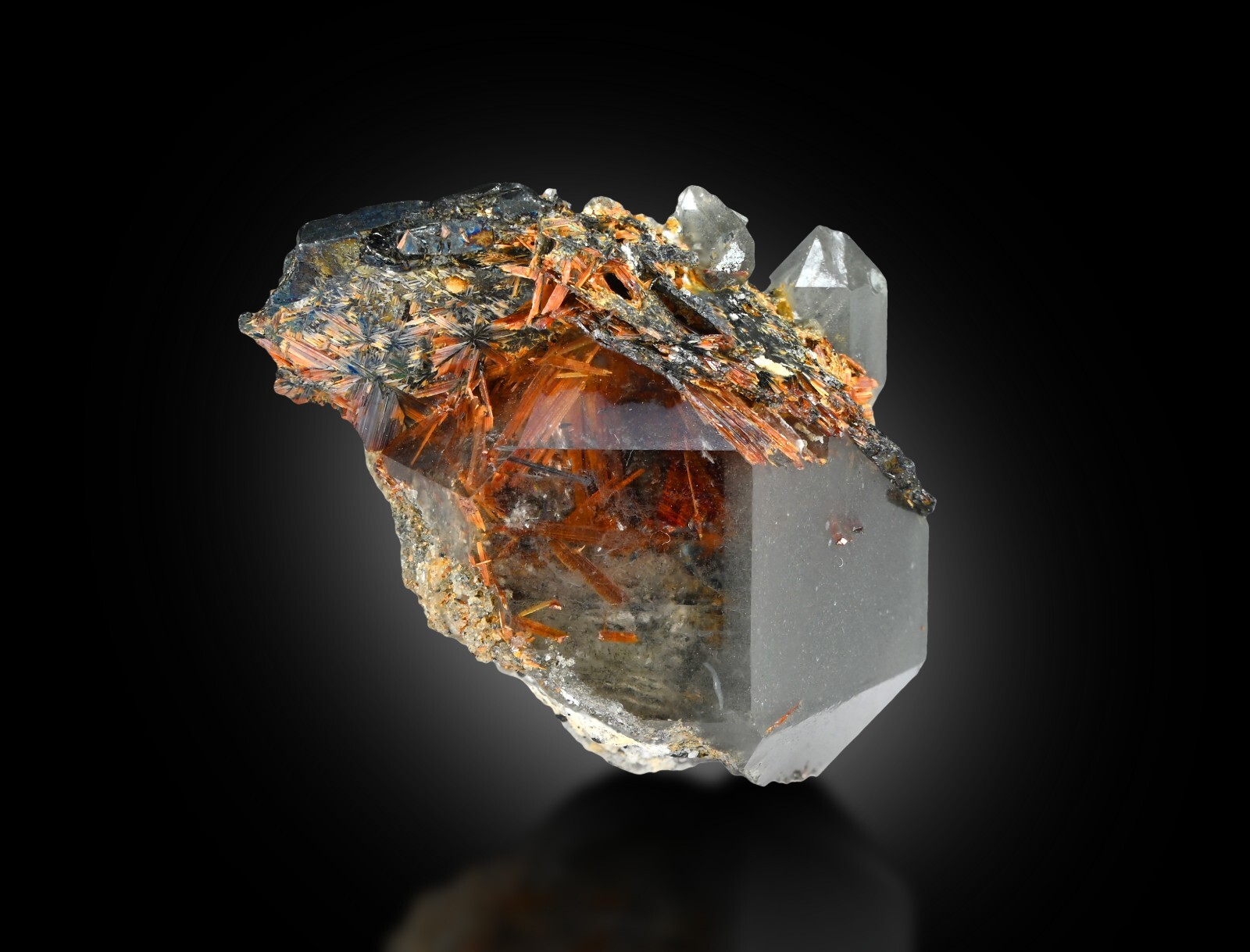 Blue Quartz with Golden Sagenite Inclusion, Pakistan Natural Mineral Specimen