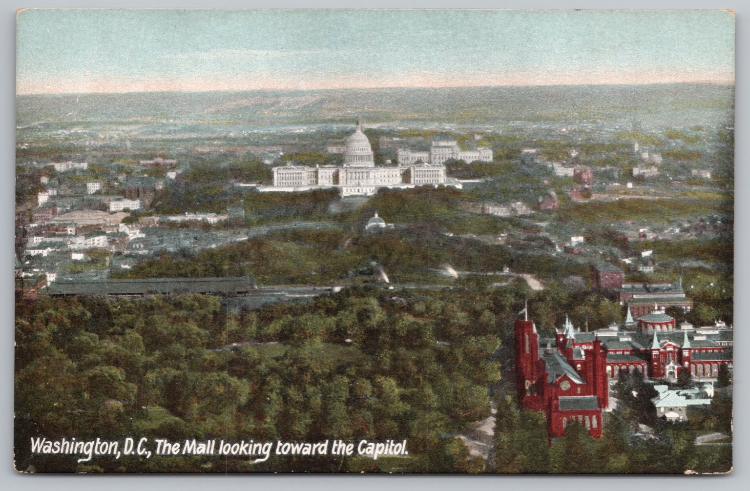 Washington D.C. The Mall to Capitol Hugh C. Leighton Vintage Postcard c1910 UNP
