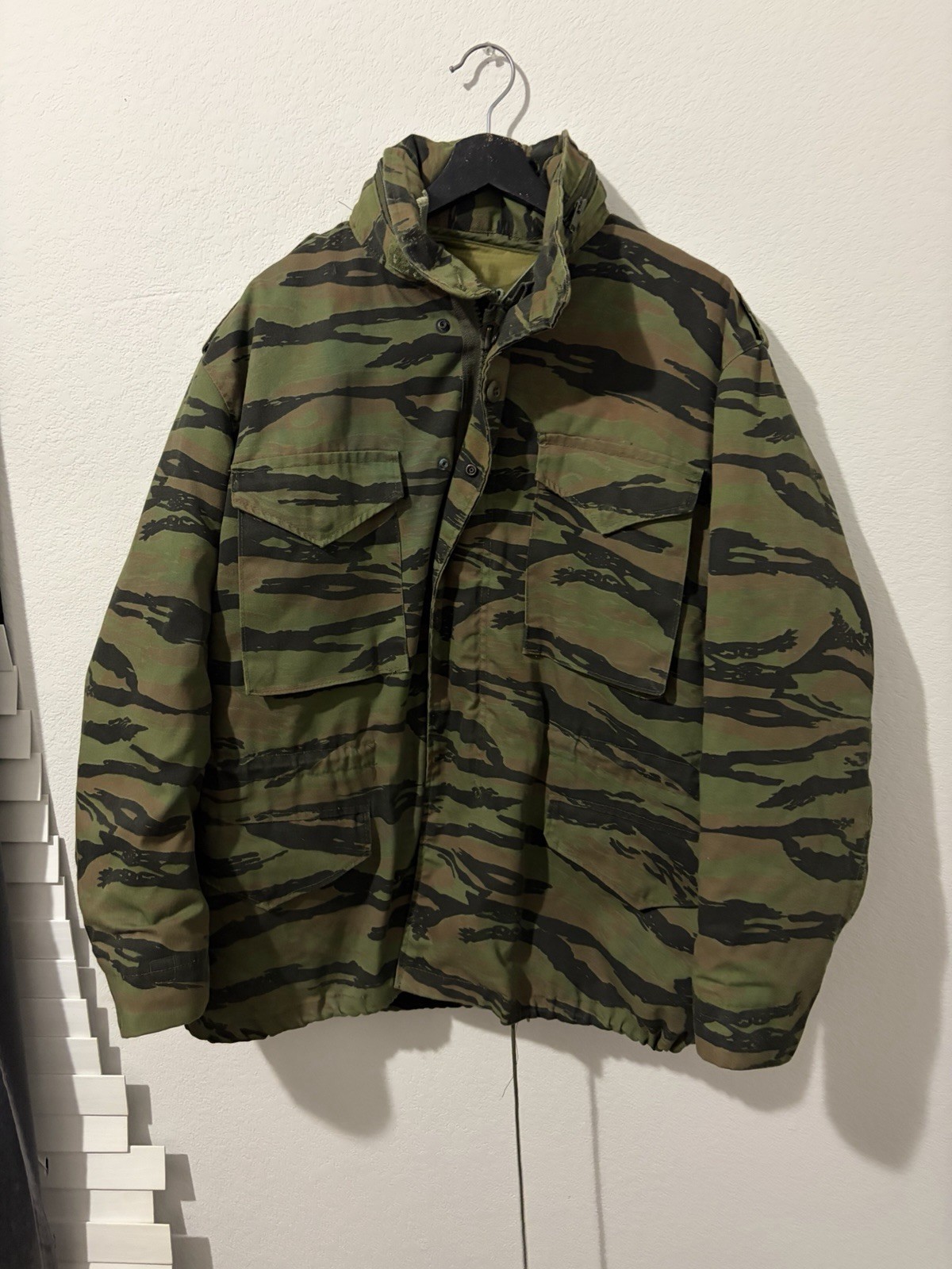 Vintage M65 Field Jacket Tiger Stripe Camo Large Mint Regular USA Vtg Military