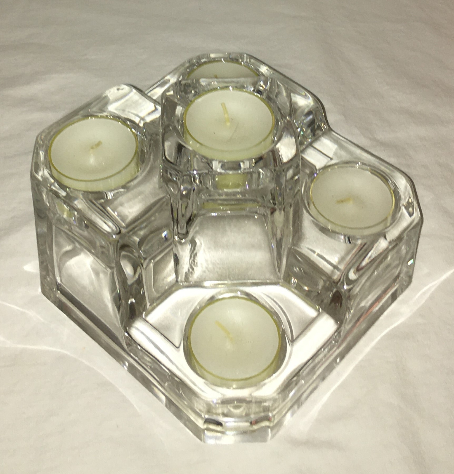 Partylite Crystal Castle 5 Tier Tealight Candle Holder With Candles