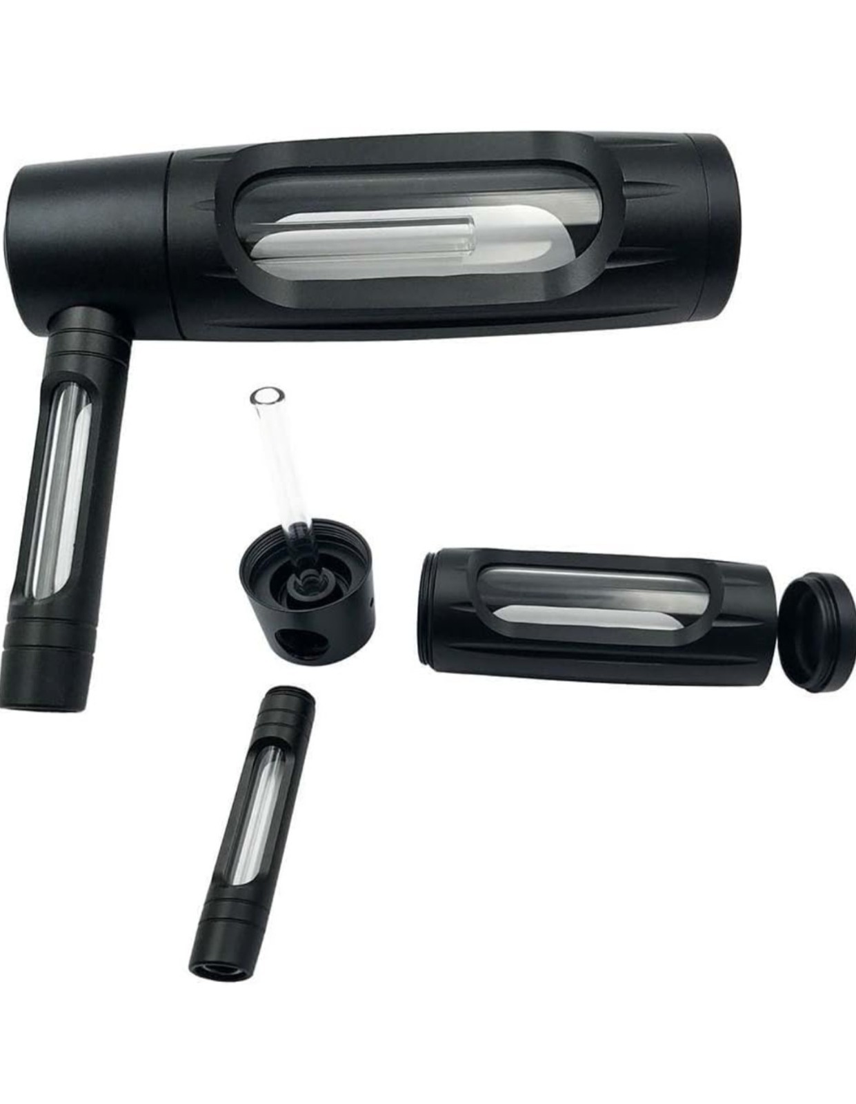 Portable Glass Water Pipe Aluminum Shell Black