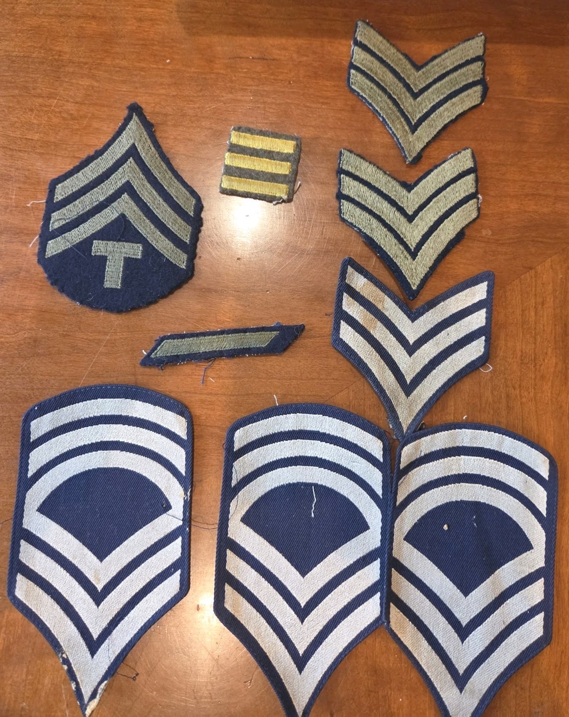 WWII US Army Rank Chevron Patch Lot Master Sergeant Technician Sergeant Vintage