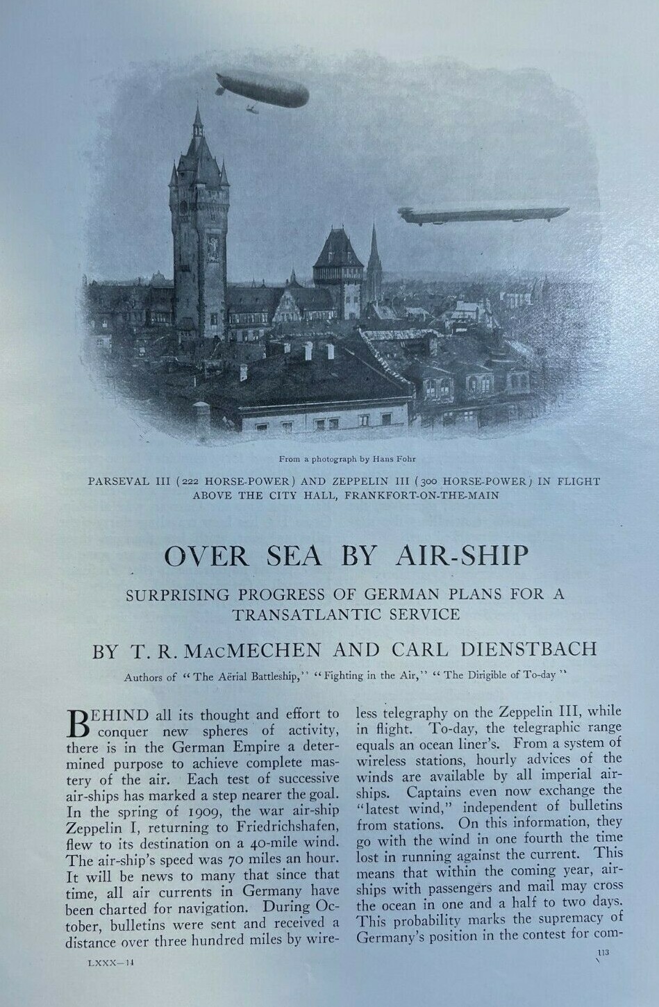 1910 Traveling Overseas By Airship Balloon Zeppelin illustrated