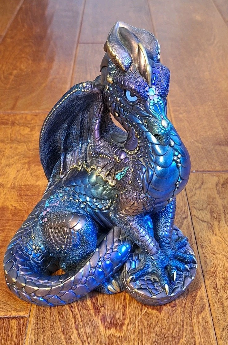 WINDSTONE EDITIONS Male Peacock Dragon Sculpture Figurine PENA 1986 Statue Flaw*
