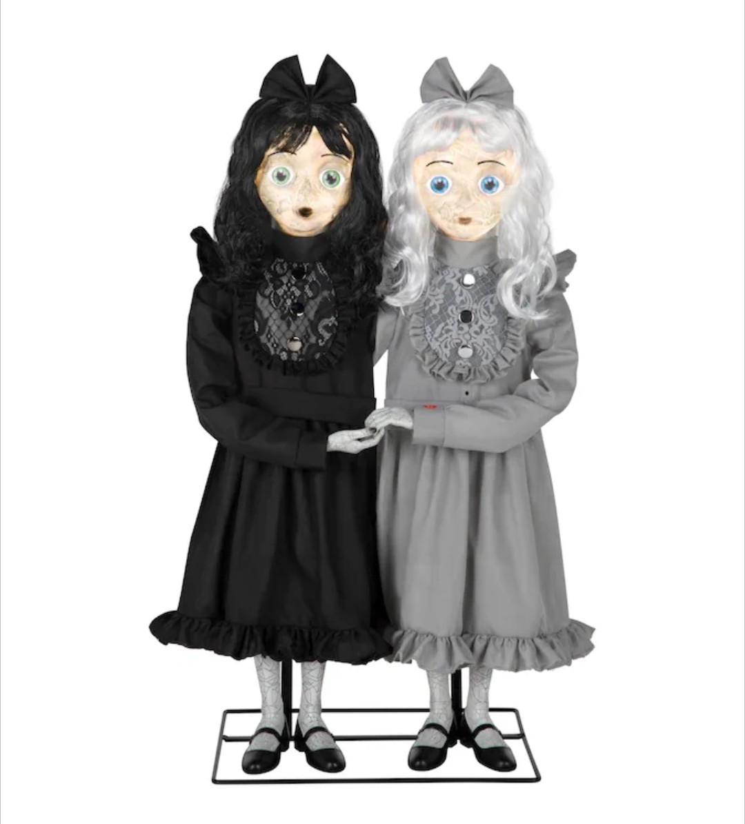 3 FT ANIMATED CREEPY TWIN SISTERS HALLOWEEN PROP ANIMATRONIC