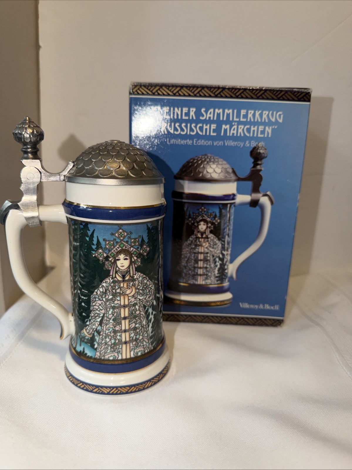 Russian Fairy Tale Mug 1000 Year Old Tower Mettlach 6” Tall