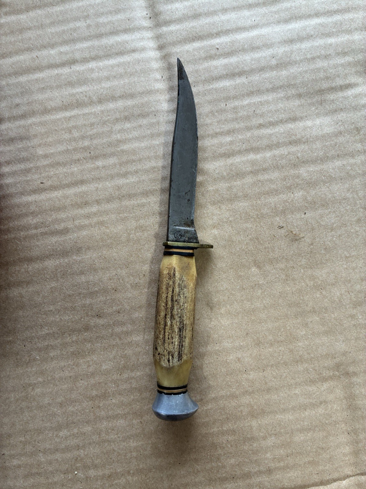 Vintage Solingen Germany Fixed Blade Hunting Knife Stag Antler Handle