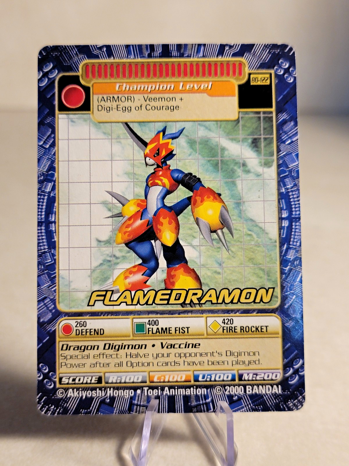 Bandai 2000 Digimon Digi-Battle Flamedramon BO-122 Non-Sport Card English