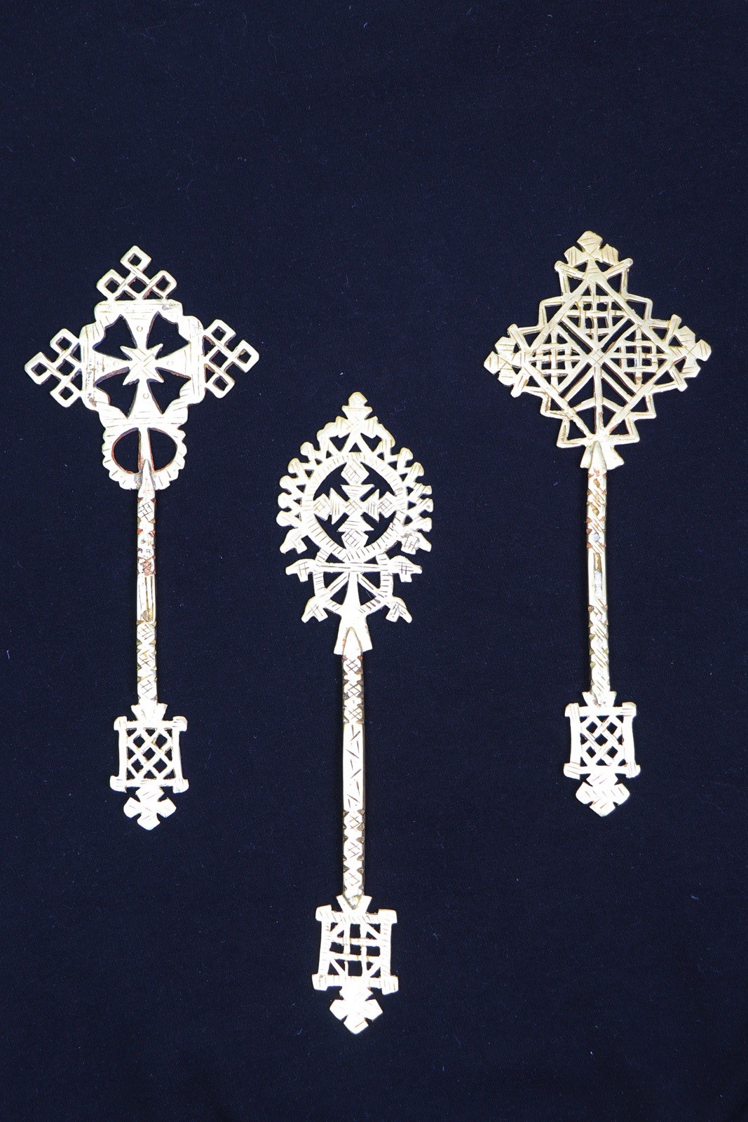 Set Of 3 Ethiopian Orthodox Handheld Crosses Coptic Processional Set 9x7 In