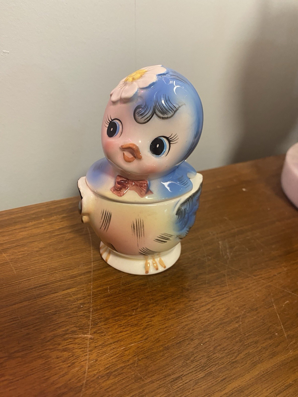 Vintage Topline top line Lefton Style Bluebird Sugar Bowl Jam Jar Kitschy Japan