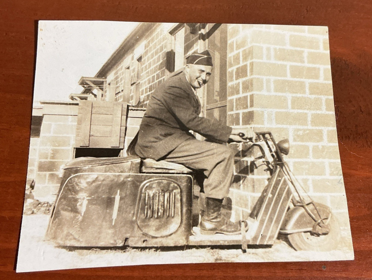 1944 WWII Soldier Motor Scooter Photo Camp Gordon Johnston Florida Original