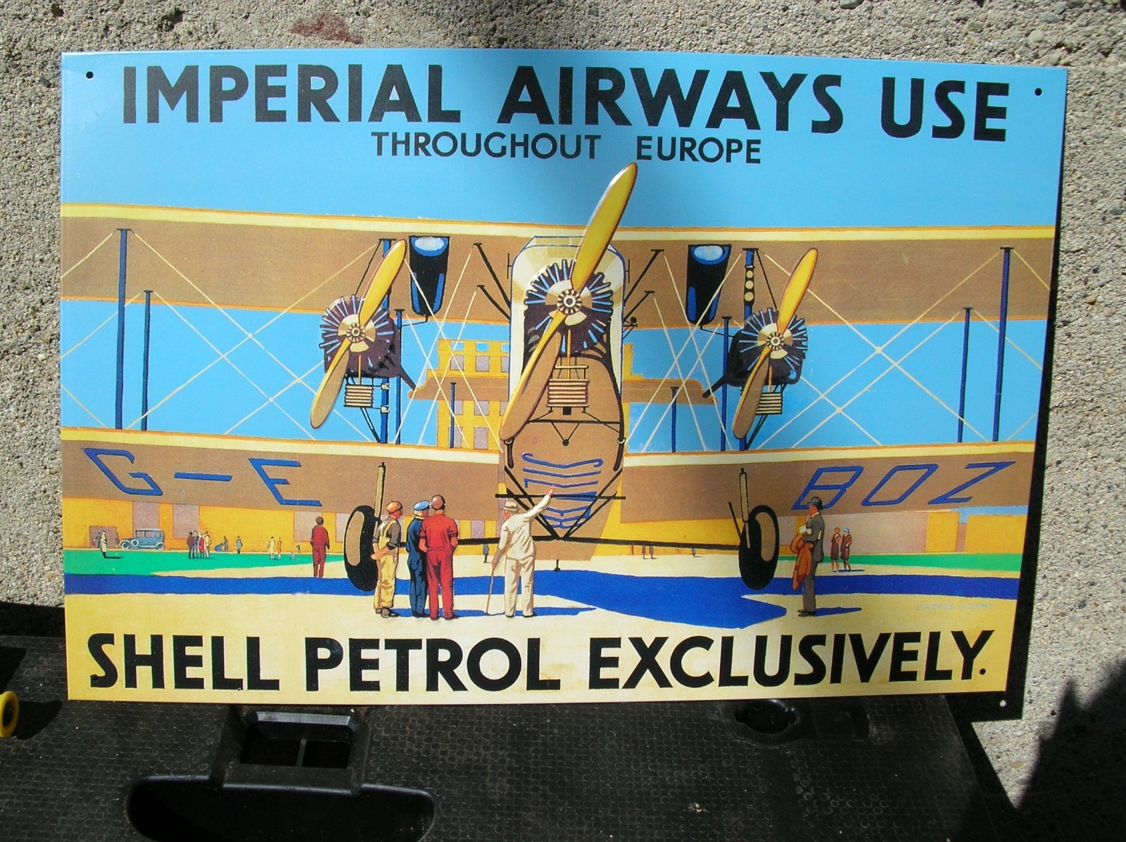 IMPERIAL AIRWAYS USE SHELL PETROL Embossed Metal Sign 16.5x11 New